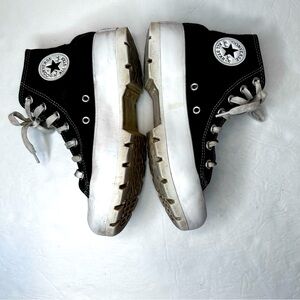 Converse Women’s High-Top Platform Sneakers Black White Faux Leather Size 5.5